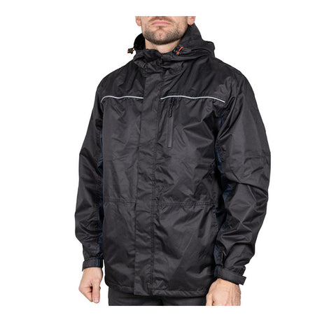 This is an image showing TIMCO Waterproof Lined Rain Jacket - Black - X Large - 1 Each Bag available from T.H Wiggans Ironmongery in Kendal, quick delivery at discounted prices.