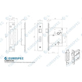 This image is a line drwaing of a Eurospec - Easi T 5 Lever BS Sashlock 76mm - PVD available to order from T.H Wiggans Architectural Ironmongery in Kendal