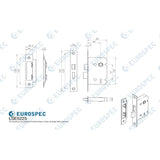 This image is a line drwaing of a Eurospec - Contract 2 Lever Sashlock Rebated 64mm - Nickel Plate available to order from T.H Wiggans Architectural Ironmongery in Kendal