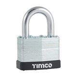This is an image showing TIMCO Laminated Padlock - 50mm - 1 Each Blister Pack available from T.H Wiggans Ironmongery in Kendal, quick delivery at discounted prices.