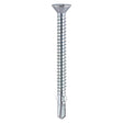 This is an image showing TIMCO Metal Construction Timber to Light Section Screws - Countersunk - Wing-Tip - Self-Drilling - Zinc - 5.5 x 50 - 150 Pieces TIMbag available from T.H Wiggans Ironmongery in Kendal, quick delivery at discounted prices.