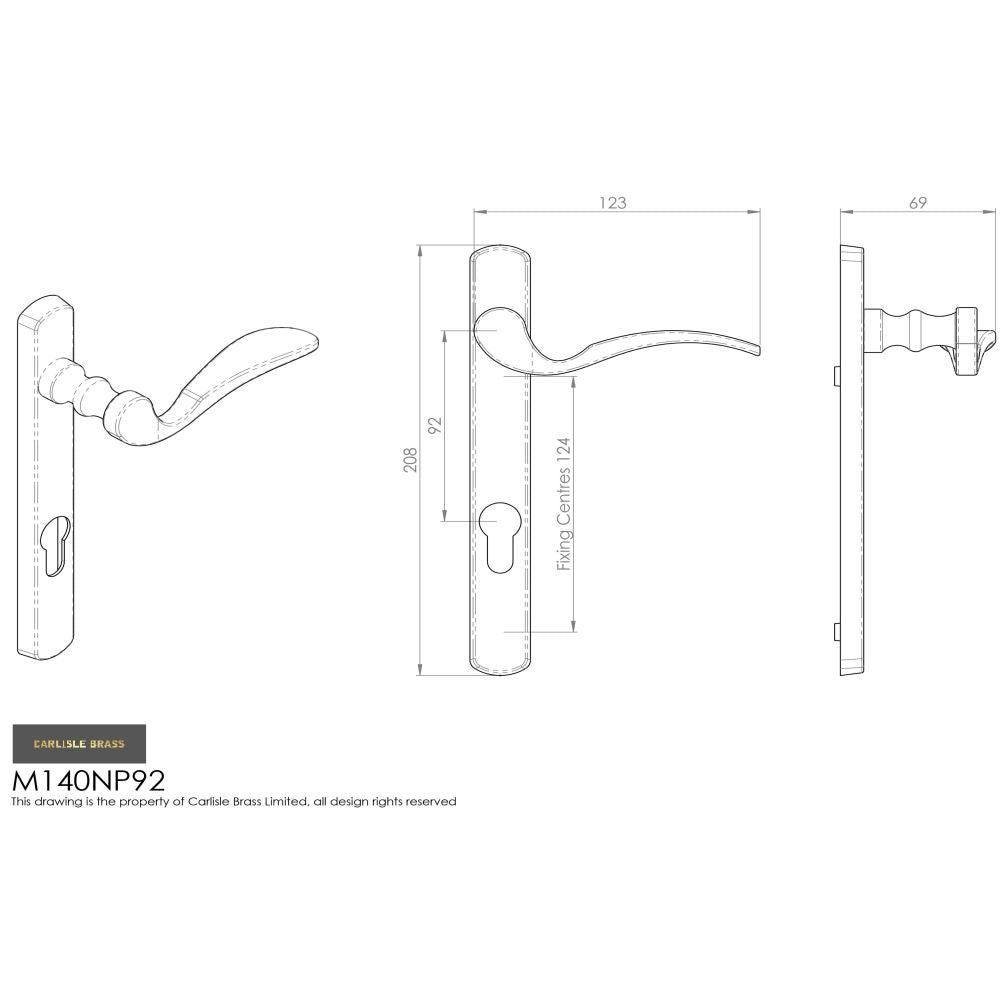 This is an image of Carlisle Brass - Scroll Lever on Narrow Plate R/H - Satin Chrome available to order from T.H Wiggans Architectural Ironmongery in Kendal, quick delivery and discounted prices.