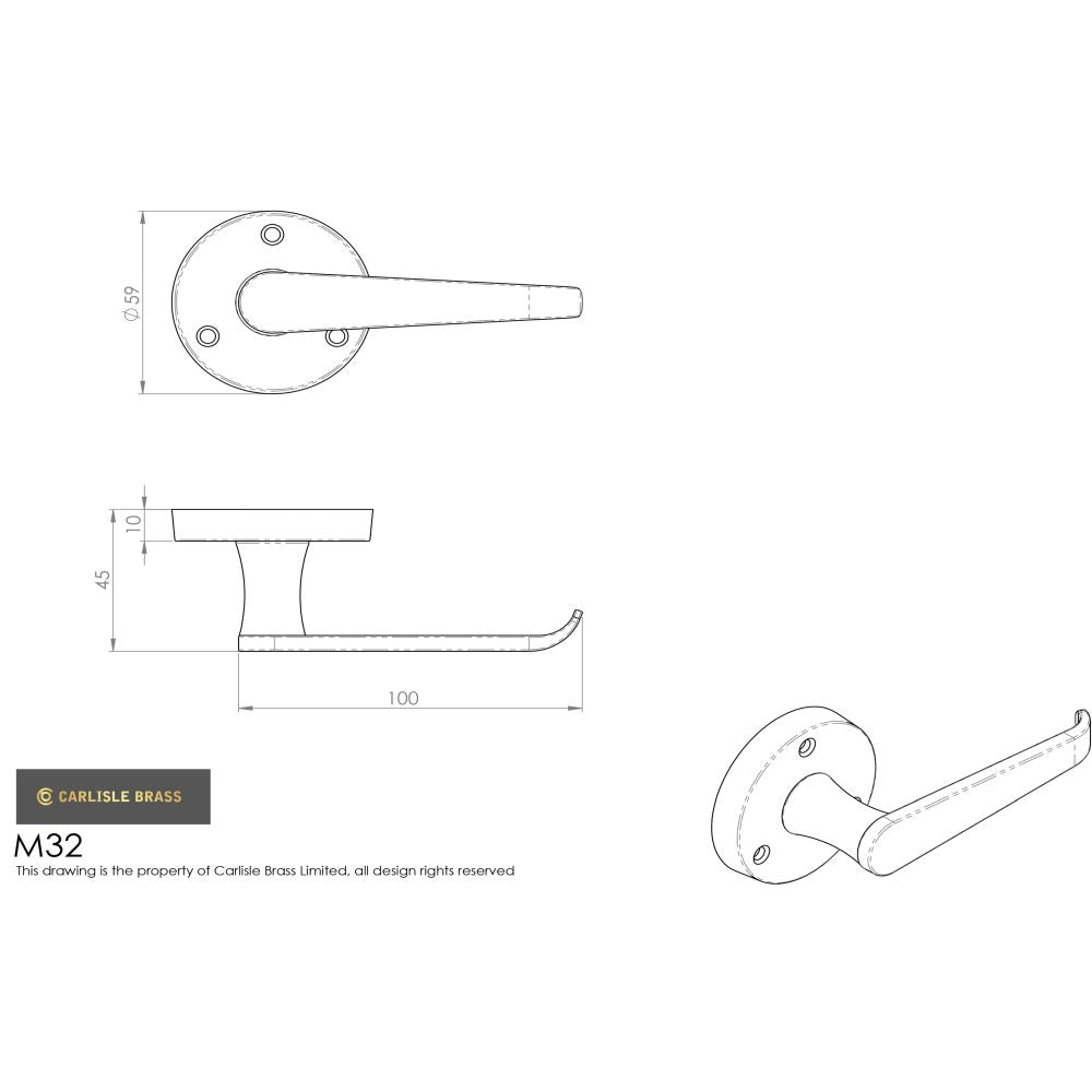 This image is a line drwaing of a Carlisle Brass - Victorian Lever on Round Rose - Polished Brass available to order from Trade Door Handles in Kendal