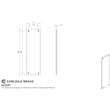 This image is a line drwaing of a Carlisle Brass - Finger Plate Flat Sheet 304 x 77mm - Polished Brass available to order from Trade Door Handles in Kendal