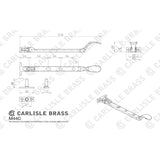 This image is a line drwaing of a Carlisle Brass - Victorian Casement Stay 202mm - Satin Chrome available to order from T.H Wiggans Architectural Ironmongery in Kendal in Kendal