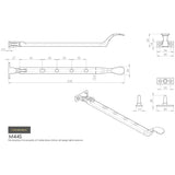 This image is a line drwaing of a Carlisle Brass - Victorian Casement Stay 254mm - Polished Chrome available to order from T.H Wiggans Architectural Ironmongery in Kendal in Kendal