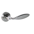 This is an image of Mediterranean Ibiza Lever on Round Rose - Satin Nickel/Polished Nickel available to order from T.H Wiggans Architectural Ironmongery in Kendal, quick delivery and discounted prices.