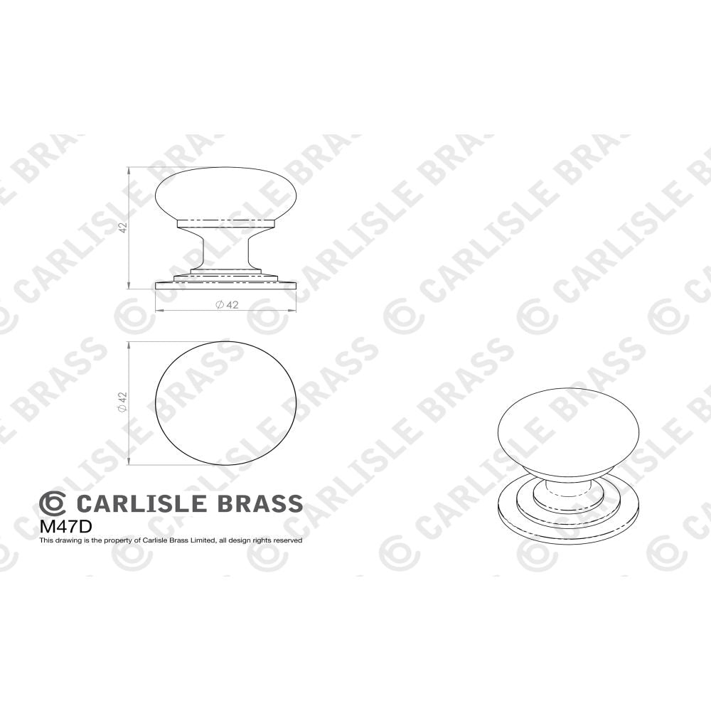 This image is a line drwaing of a FTD - Victorian Cupboard Knob 42mm - Satin Chrome available to order from Trade Door Handles in Kendal