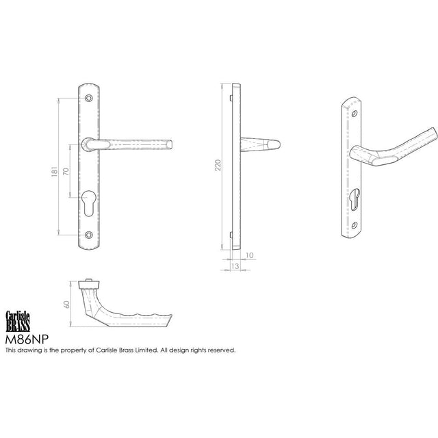 This is an image of Carlisle Brass - Narrow Plate with Straight Lever 70mm c/c - Satin Chrome available to order from T.H Wiggans Architectural Ironmongery in Kendal, quick delivery and discounted prices.