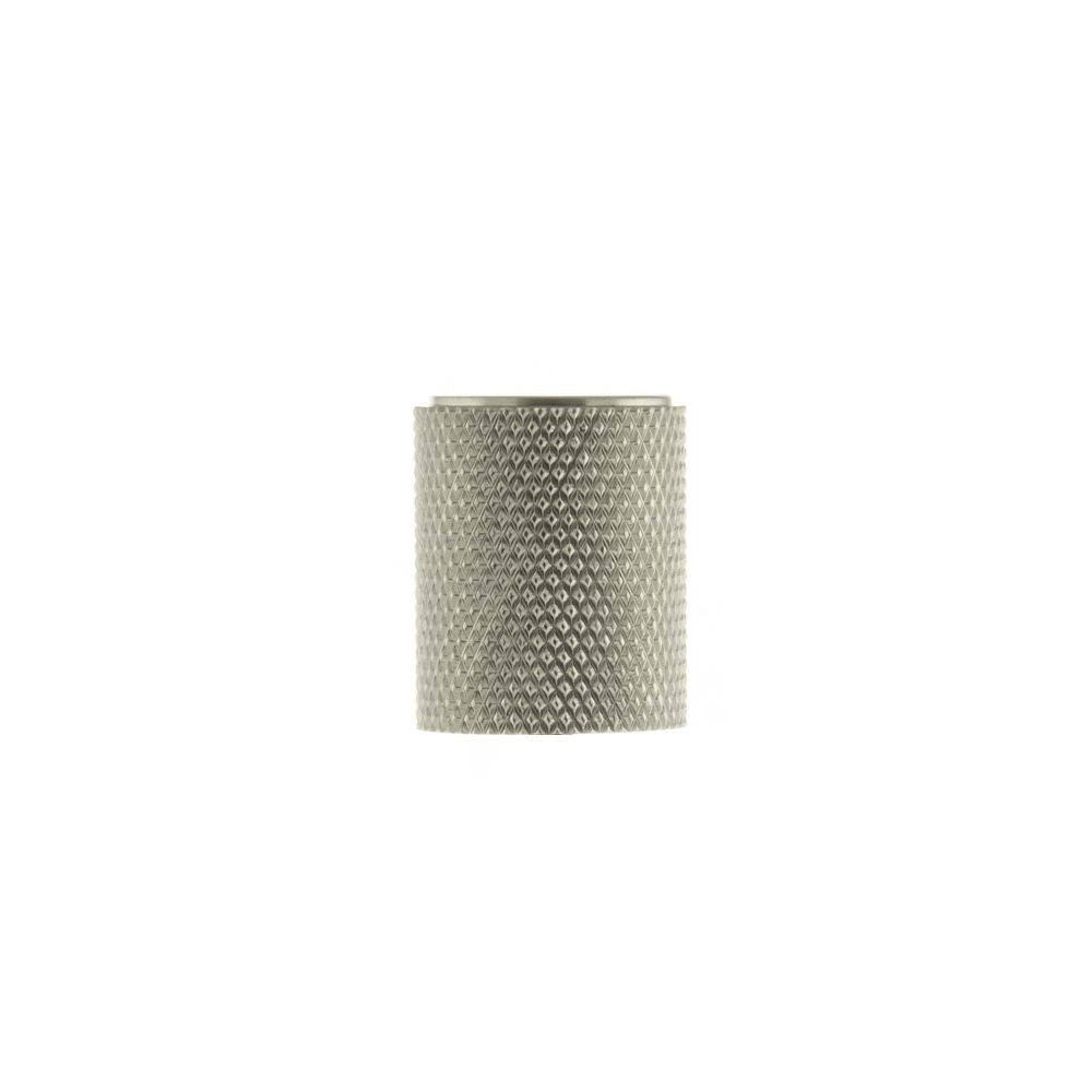 This is an image of Millhouse Brass Watson Cylinder Knurled Cabinet Knob Concealed Fix - Sat. Nickel available to order from Trade Door Handles.