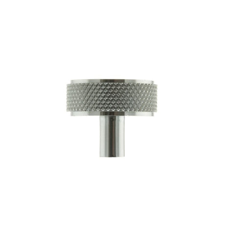 This is an image of Millhouse Brass Hargreaves Disc Knurled Cabinet Knob Concealed Fix - Pol. Chrome available to order from T.H Wiggans Architectural Ironmongery in Kendal.