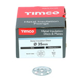 This is an image showing TIMCO Metal Insulation Discs - Galvanised - 35mm - 100 Pieces Box available from T.H Wiggans Ironmongery in Kendal, quick delivery at discounted prices.