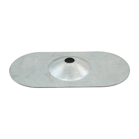 This is an image showing TIMCO Metal Oval Stress Plate - Galvanised - 82 x 40 - 50 Pieces Box available from T.H Wiggans Ironmongery in Kendal, quick delivery at discounted prices.