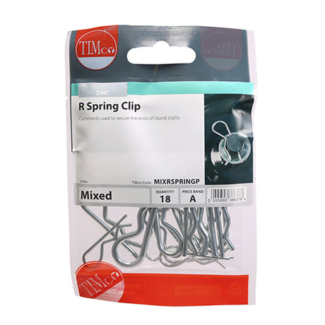 This is an image showing TIMCO Mixed R Spring Clips - Mixed - 18 Pieces TIMpac available from T.H Wiggans Ironmongery in Kendal, quick delivery at discounted prices.