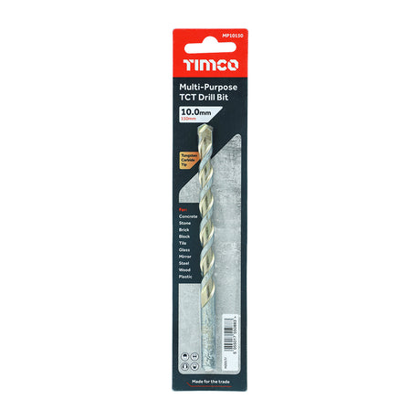 This is an image showing TIMCO TCT Multi-Purpose Drill Bit - 10.0 x 150 - 1 Each Blister Pack available from T.H Wiggans Ironmongery in Kendal, quick delivery at discounted prices.