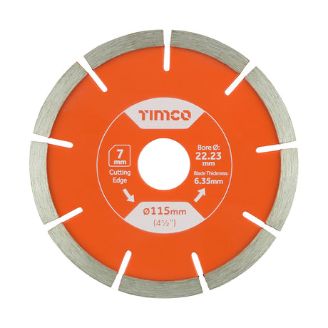 This is an image showing TIMCO Mortar Raking Diamond Blade - Segmented  - 115 x 22.2 - 1 Each Box available from T.H Wiggans Ironmongery in Kendal, quick delivery at discounted prices.