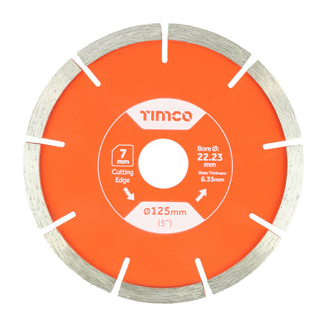 This is an image showing TIMCO Mortar Raking Diamond Blade - Segmented  - 125 x 22.2 - 1 Each Box available from T.H Wiggans Ironmongery in Kendal, quick delivery at discounted prices.