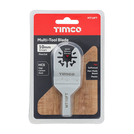 This is an image showing TIMCO Multi-Tool Blade - Straight Fine - For Wood - 10mm - 1 Each Blister Pack available from T.H Wiggans Ironmongery in Kendal, quick delivery at discounted prices.