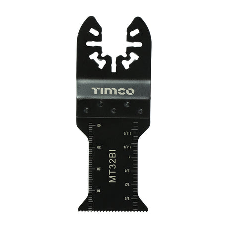 This is an image showing TIMCO Premium Multi-Tool Blade - Straight - For Wood/Metal - 32mm - 1 Each Blister Pack available from T.H Wiggans Ironmongery in Kendal, quick delivery at discounted prices.