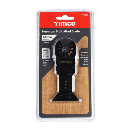 This is an image showing TIMCO Premium Multi-Tool Blades - Straight - For Wood/Metal - 44mm - 1 Each Blister Pack available from T.H Wiggans Ironmongery in Kendal, quick delivery at discounted prices.