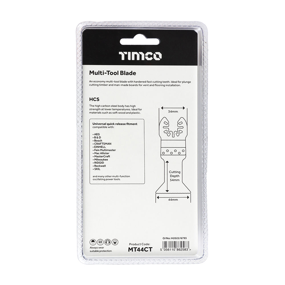 This is an image showing TIMCO Multi-Tool Blades - Straight Coarse - For Wood - 44mm - 1 Each Blister Pack available from T.H Wiggans Ironmongery in Kendal, quick delivery at discounted prices.