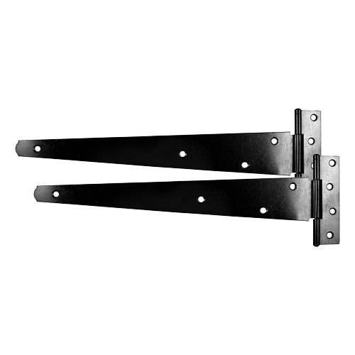 This is an image showing TIMCO Pair of Medium Tee Hinges - Black - 18" - 1 Each Plain Bag available from T.H Wiggans Ironmongery in Kendal, quick delivery at discounted prices.