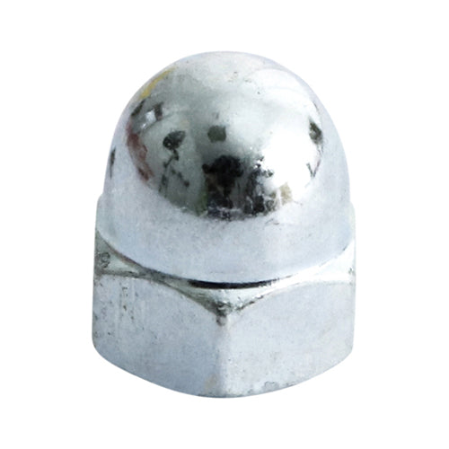 This is an image showing TIMCO Hex Dome Nuts - Zinc - M8 - 100 Pieces Box available from T.H Wiggans Ironmongery in Kendal, quick delivery at discounted prices.