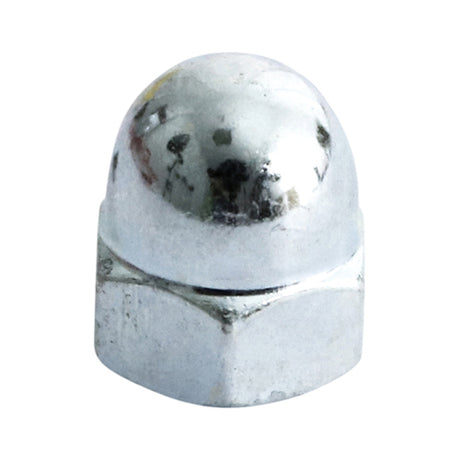 This is an image showing TIMCO Hex Dome Nuts - Zinc - M8 - 100 Pieces Box available from T.H Wiggans Ironmongery in Kendal, quick delivery at discounted prices.