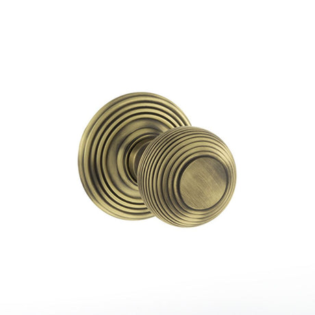 This is an image of Old English Ripon Solid Brass Reeded Mortice Knob on Concealed Fix Rose - Matt A available to order from T.H Wiggans Architectural Ironmongery in Kendal, quick delivery and discounted prices.