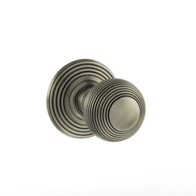 This is an image of Old English Ripon Solid Brass Reeded Mortice Knob on Concealed Fix Rose - Matt G available to order from T.H Wiggans Architectural Ironmongery in Kendal, quick delivery and discounted prices.