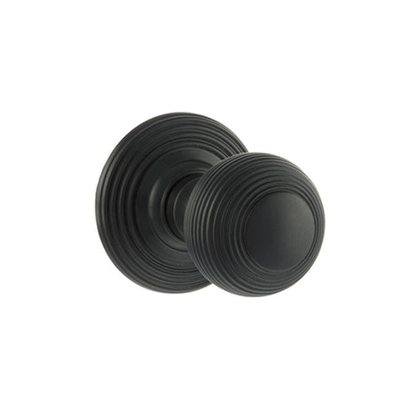 This is an image of Old English Ripon Solid Brass Reeded Mortice Knob on Concealed Fix Rose - Matt B available to order from T.H Wiggans Architectural Ironmongery in Kendal, quick delivery and discounted prices.