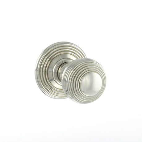 This is an image of Old English Ripon Solid Brass Reeded Mortice Knob on Concealed Fix Rose - Polish available to order from T.H Wiggans Architectural Ironmongery in Kendal, quick delivery and discounted prices.