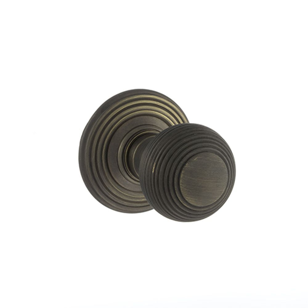 This is an image of Old English Ripon Solid Brass Reeded Mortice Knob on Concealed Fix Rose - Urban available to order from T.H Wiggans Architectural Ironmongery in Kendal, quick delivery and discounted prices.