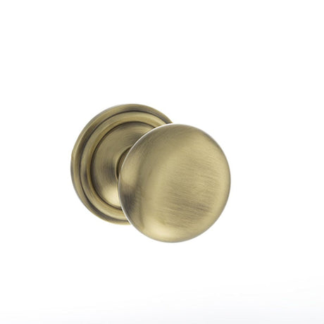 This is an image of Old English Harrogate Solid Brass Mushroom Mortice Knob on Concealed Fix Rose - available to order from T.H Wiggans Architectural Ironmongery in Kendal, quick delivery and discounted prices.