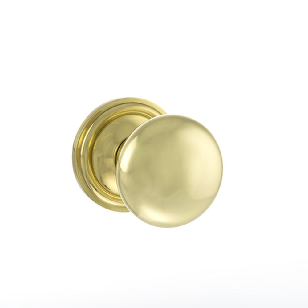 This is an image of Old English Harrogate Solid Brass Mushroom Mortice Knob on Concealed Fix Rose - available to order from T.H Wiggans Architectural Ironmongery in Kendal, quick delivery and discounted prices.