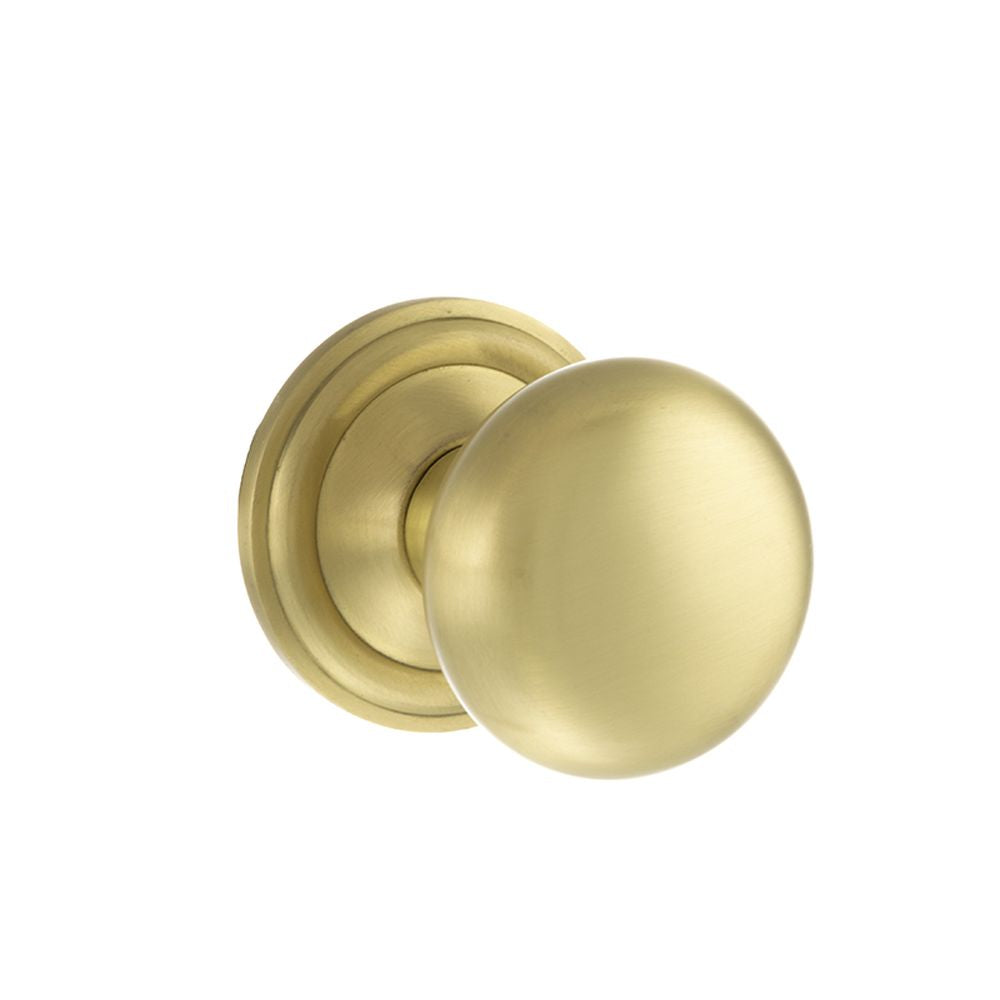 This is an image of Old English Harrogate Solid Brass Mushroom Mortice Knob on Concealed Fix Rose - available to order from T.H Wiggans Architectural Ironmongery in Kendal, quick delivery and discounted prices.