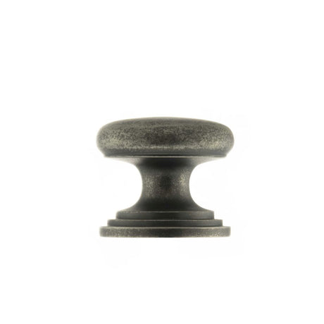 This is an image of Old English Lincoln Solid Brass Cabinet Knob 32mm Concealed Fix - Distressed Si available to order from Trade Door Handles.