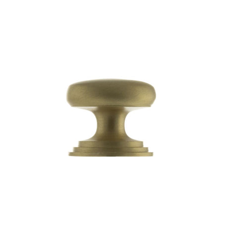 This is an image of Old English Lincoln Solid Brass Cabinet Knob 32mm Concealed Fix - Sat. Brass available to order from T.H Wiggans Architectural Ironmongery in Kendal.