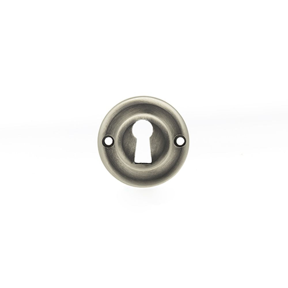 This is an image of Old English Solid Brass Open Key Hole Escutcheon - Matt Gun Metal available to order from T.H Wiggans Architectural Ironmongery in Kendal, quick delivery and discounted prices.