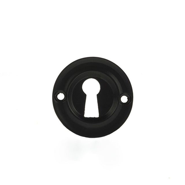 This is an image of Old English Solid Brass Open Key Hole Escutcheon - Matt Black available to order from T.H Wiggans Architectural Ironmongery in Kendal, quick delivery and discounted prices.