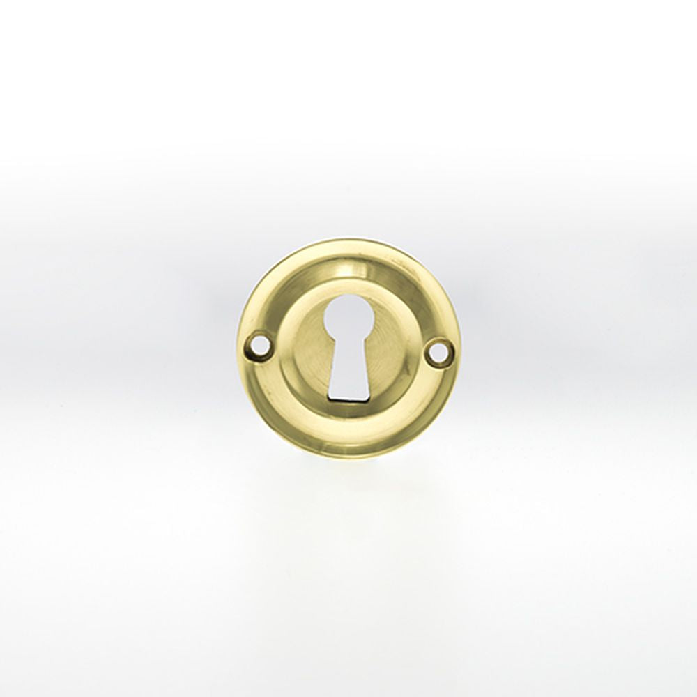 This is an image of Old English Solid Brass Open Key Hole Escutcheon - Polished Brass available to order from T.H Wiggans Architectural Ironmongery in Kendal, quick delivery and discounted prices.