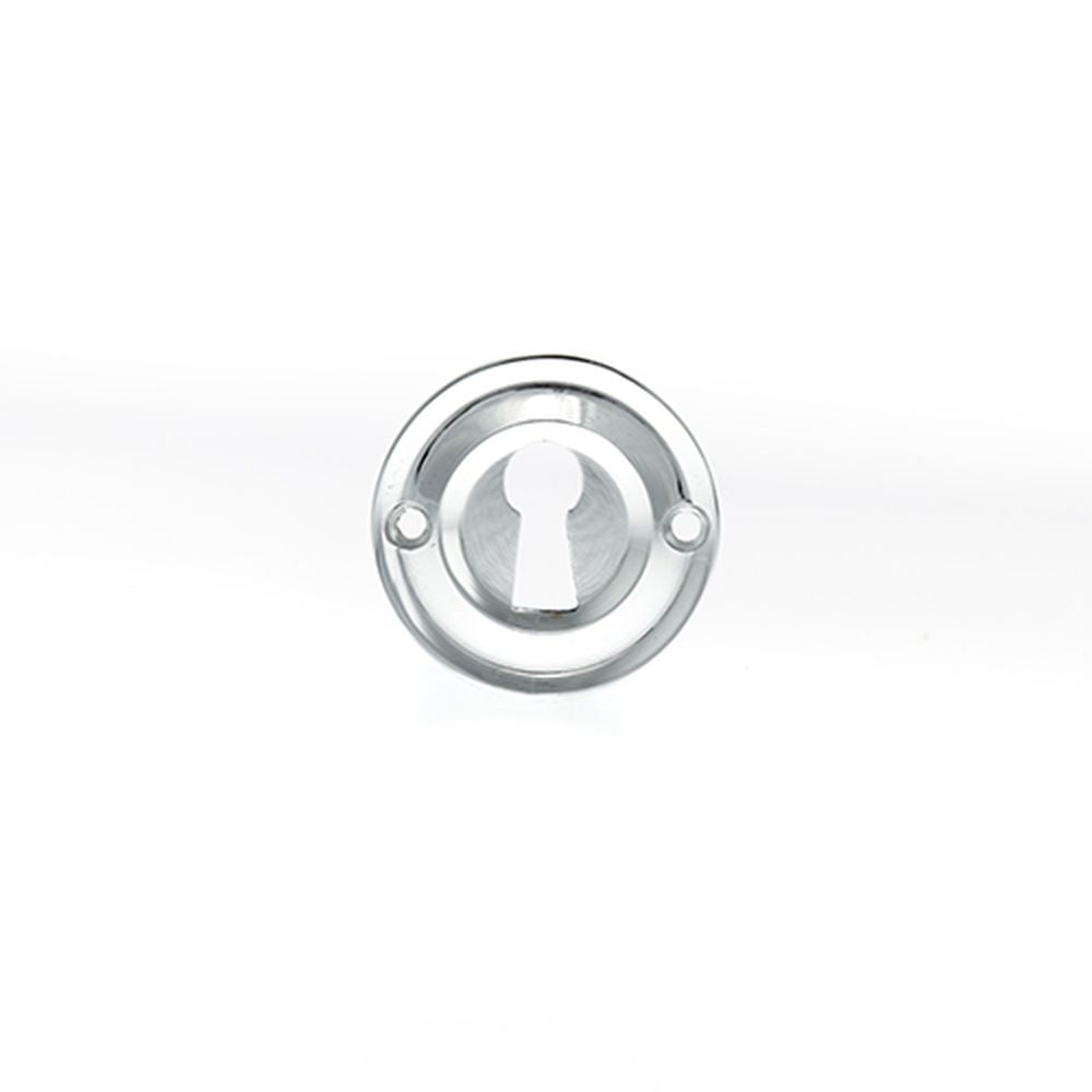 This is an image of Old English Solid Brass Open Key Hole Escutcheon - Polished Chrome available to order from T.H Wiggans Architectural Ironmongery in Kendal, quick delivery and discounted prices.