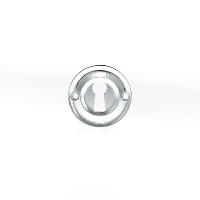 This is an image of Old English Solid Brass Open Key Hole Escutcheon - Polished Chrome available to order from T.H Wiggans Architectural Ironmongery in Kendal, quick delivery and discounted prices.