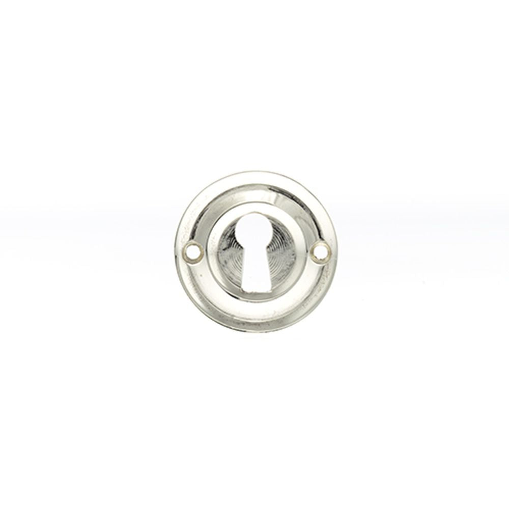 This is an image of Old English Solid Brass Open Key Hole Escutcheon - Polished Nickel available to order from T.H Wiggans Architectural Ironmongery in Kendal, quick delivery and discounted prices.