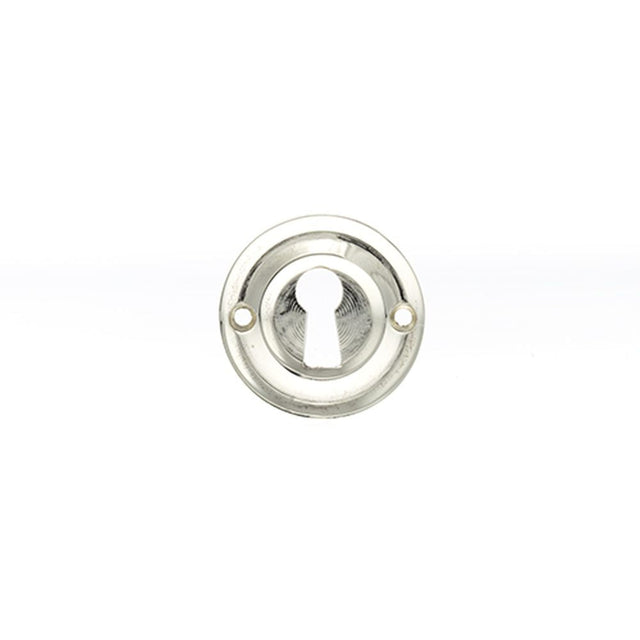 This is an image of Old English Solid Brass Open Key Hole Escutcheon - Polished Nickel available to order from T.H Wiggans Architectural Ironmongery in Kendal, quick delivery and discounted prices.