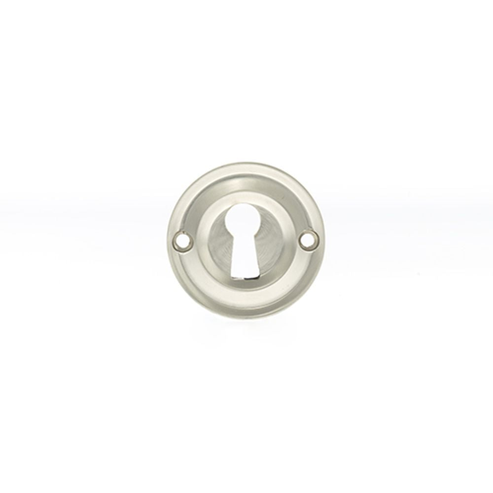 This is an image of Old English Solid Brass Open Key Hole Escutcheon - Satin Nickel available to order from T.H Wiggans Architectural Ironmongery in Kendal, quick delivery and discounted prices.