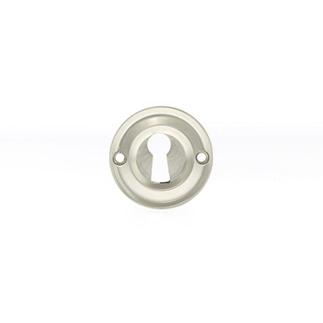 This is an image of Old English Solid Brass Open Key Hole Escutcheon - Satin Nickel available to order from T.H Wiggans Architectural Ironmongery in Kendal, quick delivery and discounted prices.