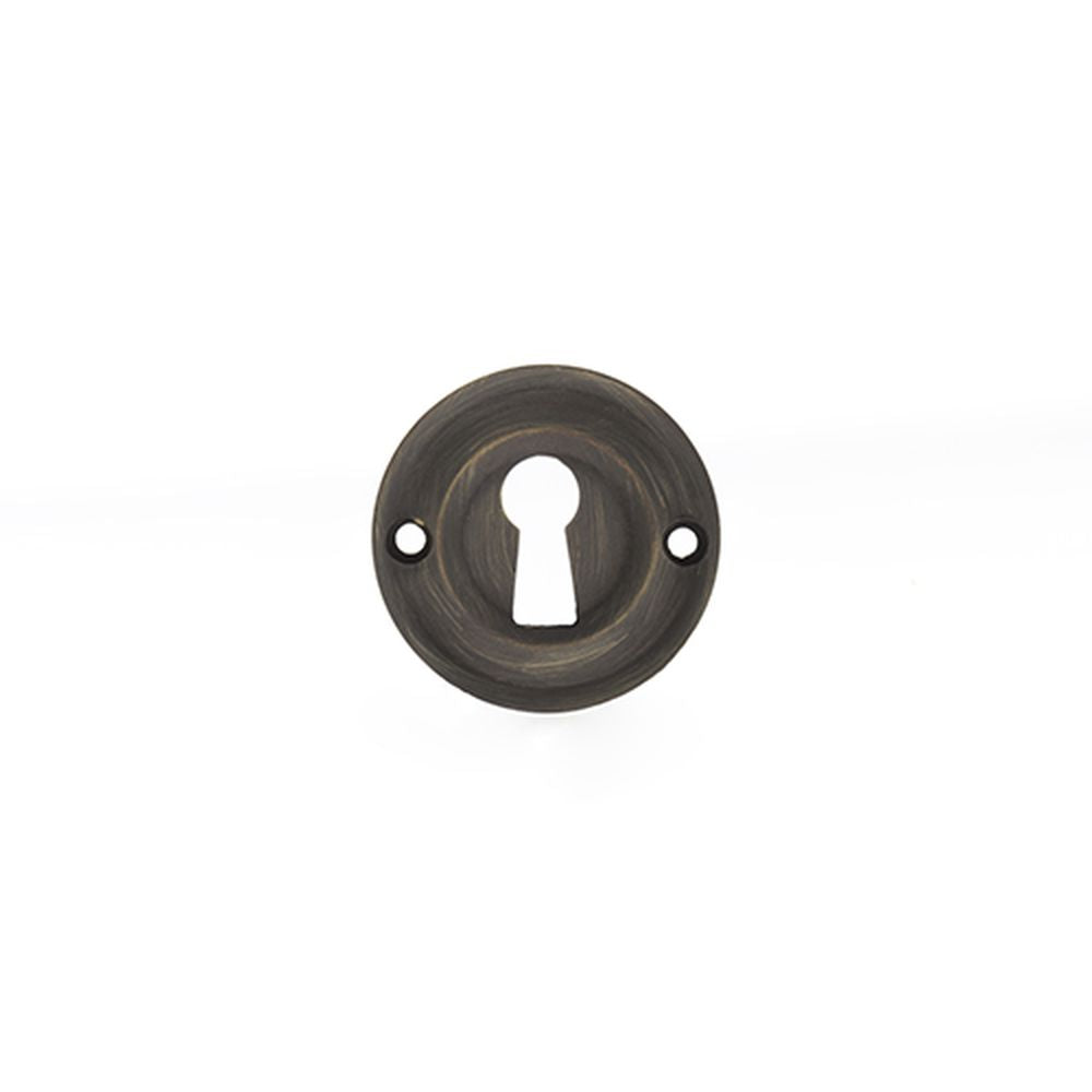 This is an image of Old English Solid Brass Open Key Hole Escutcheon - Urban Bronze available to order from T.H Wiggans Architectural Ironmongery in Kendal, quick delivery and discounted prices.