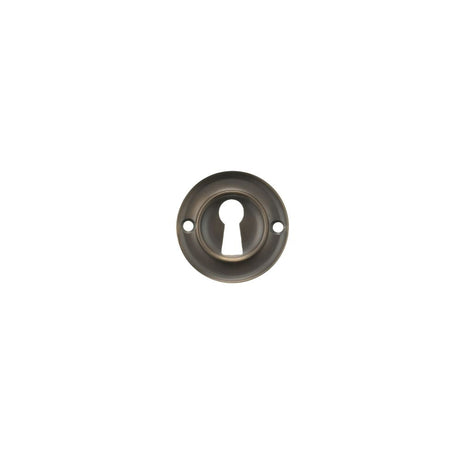 This is an image of Old English Solid Brass Open Key Hole Escutcheon - Urban Dark Bronze available to order from T.H Wiggans Architectural Ironmongery in Kendal, quick delivery and discounted prices.
