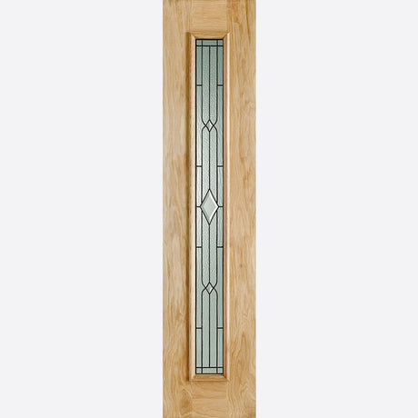 This is an image showing LPD - Universal Sidelight Leaded Unfinished Oak Doors 457 x 2057 available from T.H Wiggans Ironmongery in Kendal, quick delivery at discounted prices.